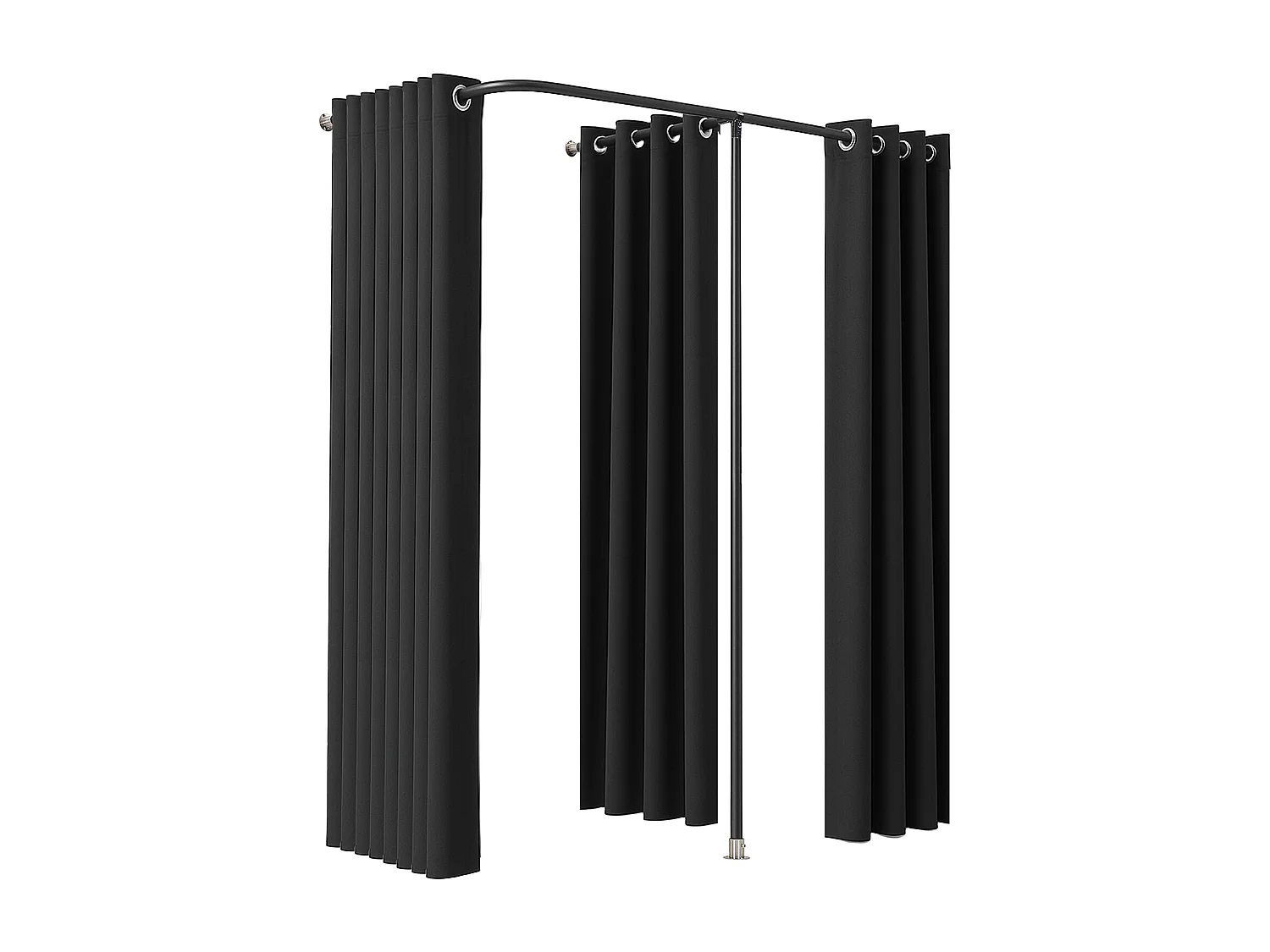 Doppelte Umkleidekabine SucceBuy, 200 x 100 x 200 cm, Tragbare Garderobe mit dicken Polyester-Vorhängen, Privater Bereich für Geschäfte, Boutiquen, Schwarz