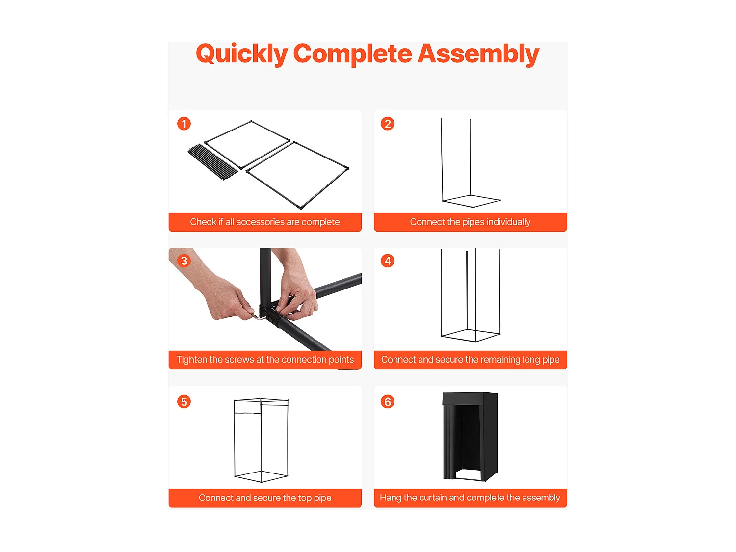 Cabine d'Essayage SucceBuy, 99x99x198 cm, Vestiaire Portable avec Rideaux Épais en Polyester et Crochet, Espace Privé pour Magasin, Boutique, Noir