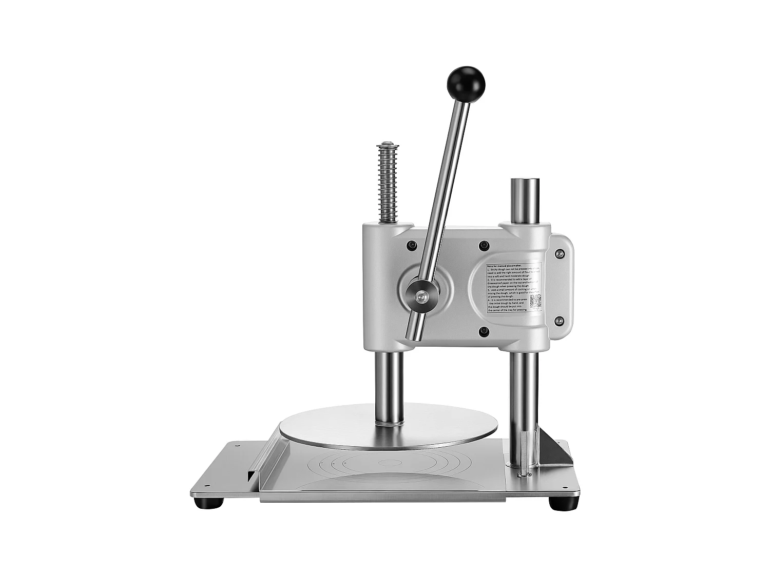 Presse à Pâtes Mmanuelle SucceBuy, Diamètre de Plaque 24 cm, Presse à Pizza en Acier Inoxydable, avec Poignée et 100 Feuilles de Papier Sulfurisé, pour cafés