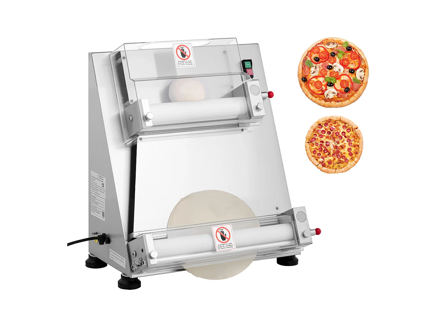 Formeuse à Pizzas SucceBuy, 7,6-40,6 cm, Presse à Pâte Électrique Commerciale 390 W, 260 Feuilles par Heure, Épaisseur Réglable avec Couvercle