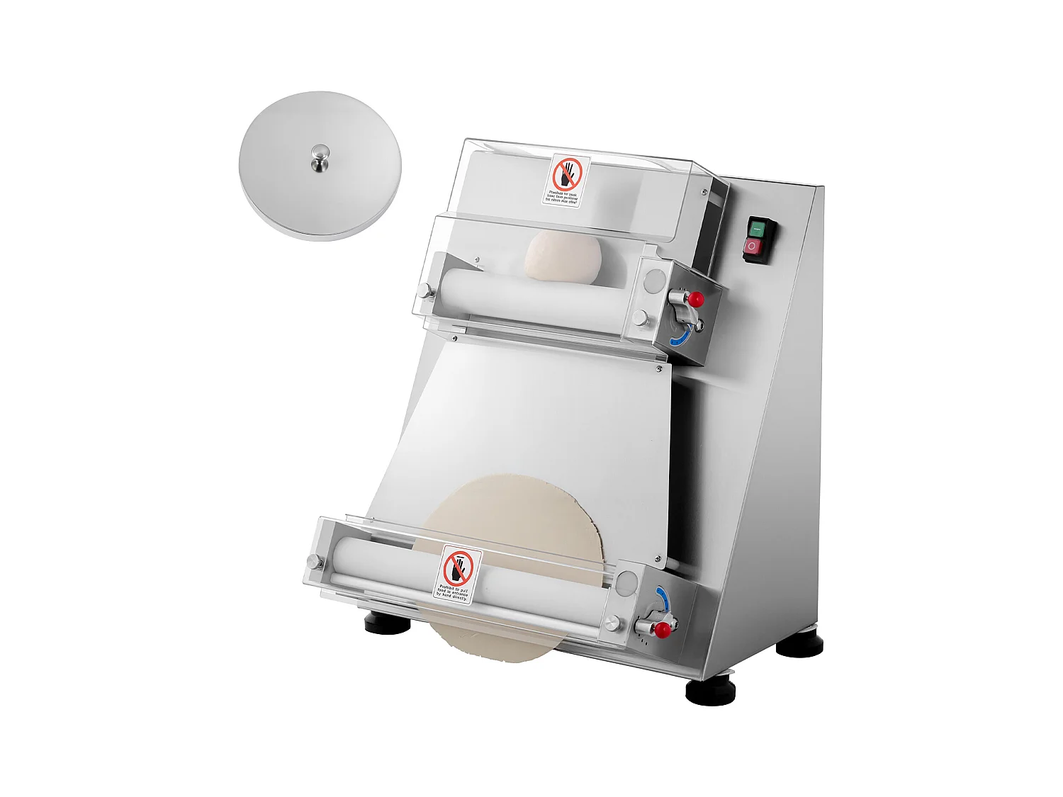 Macchina per Pizza SucceBuy, 7,6-40,6 cm, Pressa per Pasta Elettrica Commerciale da 390 W, 260 Fogli all'Ora, Spessore Regolabile con Coperchio