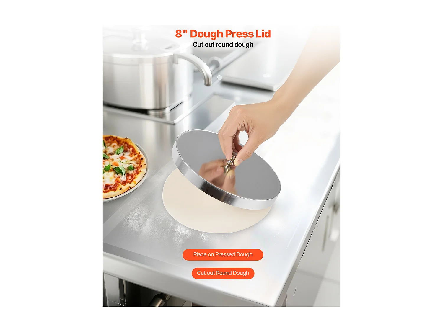 Formeuse à Pizzas SucceBuy, 7,6-40,6 cm, Presse à Pâte Électrique Commerciale 390 W, 260 Feuilles par Heure, Épaisseur Réglable avec Couvercle