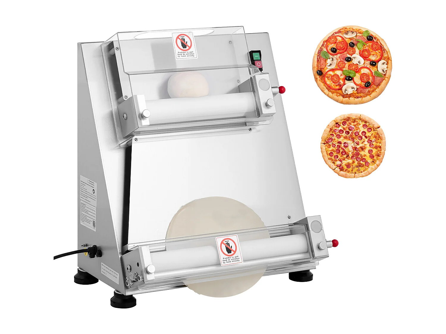 Formeuse à Pizzas SucceBuy, 7,6-40,6 cm, Presse à Pâte Électrique Commerciale 390 W, 260 Feuilles par Heure, Épaisseur Réglable avec Couvercle