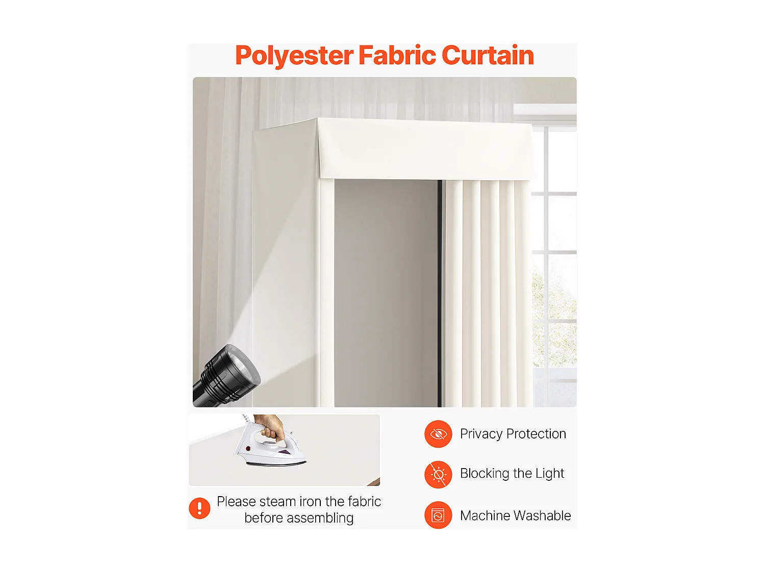 Cabine d'Essayage SucceBuy, 99x99x204,5 cm, Vestiaire Portable Mobile avec Rideaux Épais et Crochet, Espace Privé pour Magasin, Boutique, Beige