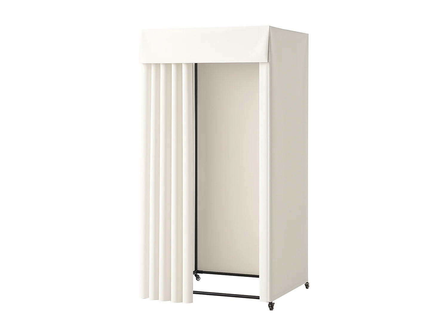 Cabine d'Essayage SucceBuy, 99x99x204,5 cm, Vestiaire Portable Mobile avec Rideaux Épais et Crochet, Espace Privé pour Magasin, Boutique, Beige