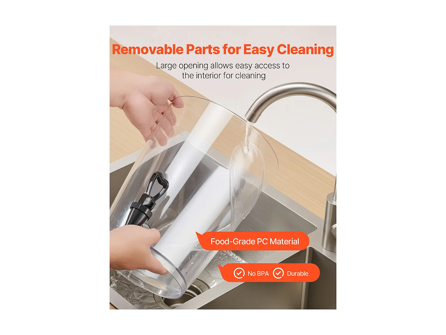 Distributeur de Boissons SucceBuy, Capacité 8 L, Fontaine à Eau en Acier Inoxydable et Plastique, Distribution de Jus Limonade Thé Glacé, Cafés