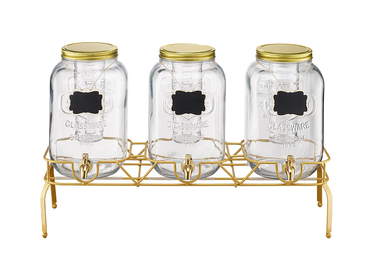 Getränkespender SucceBuy, Fassungsvermögen 8 L, 3 Stück, Glas-Wasserspender, Ausgabe von Wasser, Saft, Limonade, Eistee, für Kaffee