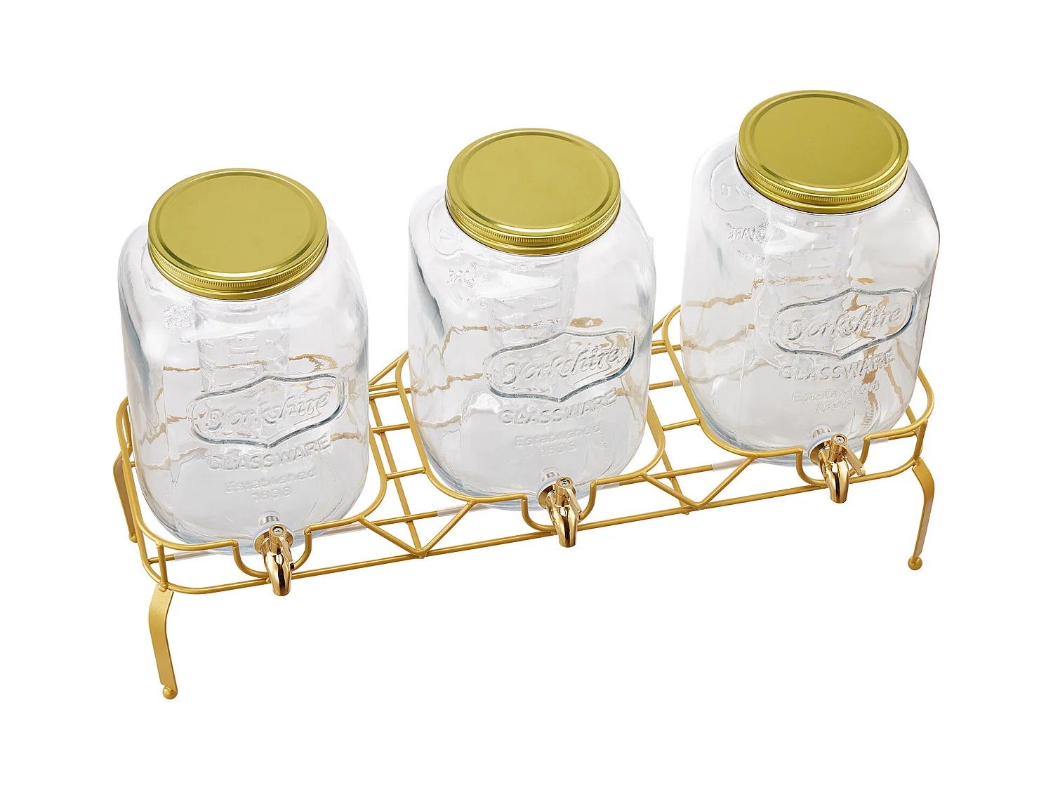 Getränkespender SucceBuy, Fassungsvermögen 8 L, 3 Stück, Glas-Wasserspender, Ausgabe von Wasser, Saft, Limonade, Eistee, für Kaffee