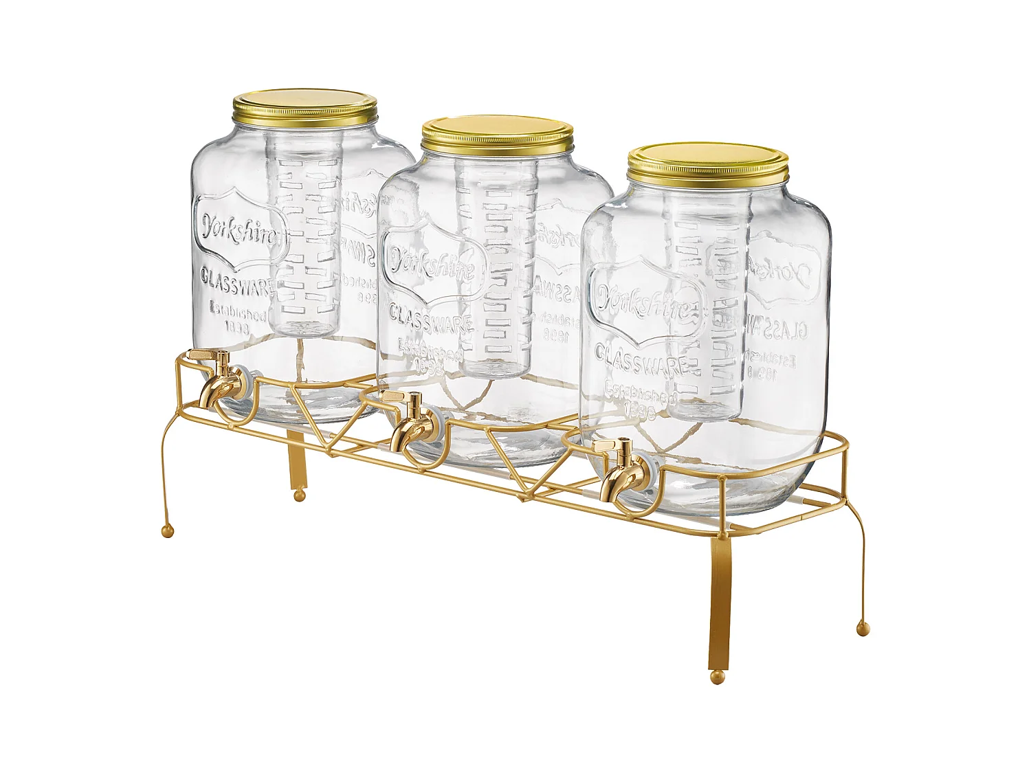 Getränkespender SucceBuy, Fassungsvermögen 8 L, 3 Stück, Glas-Wasserspender, Ausgabe von Wasser, Saft, Limonade, Eistee, für Kaffee