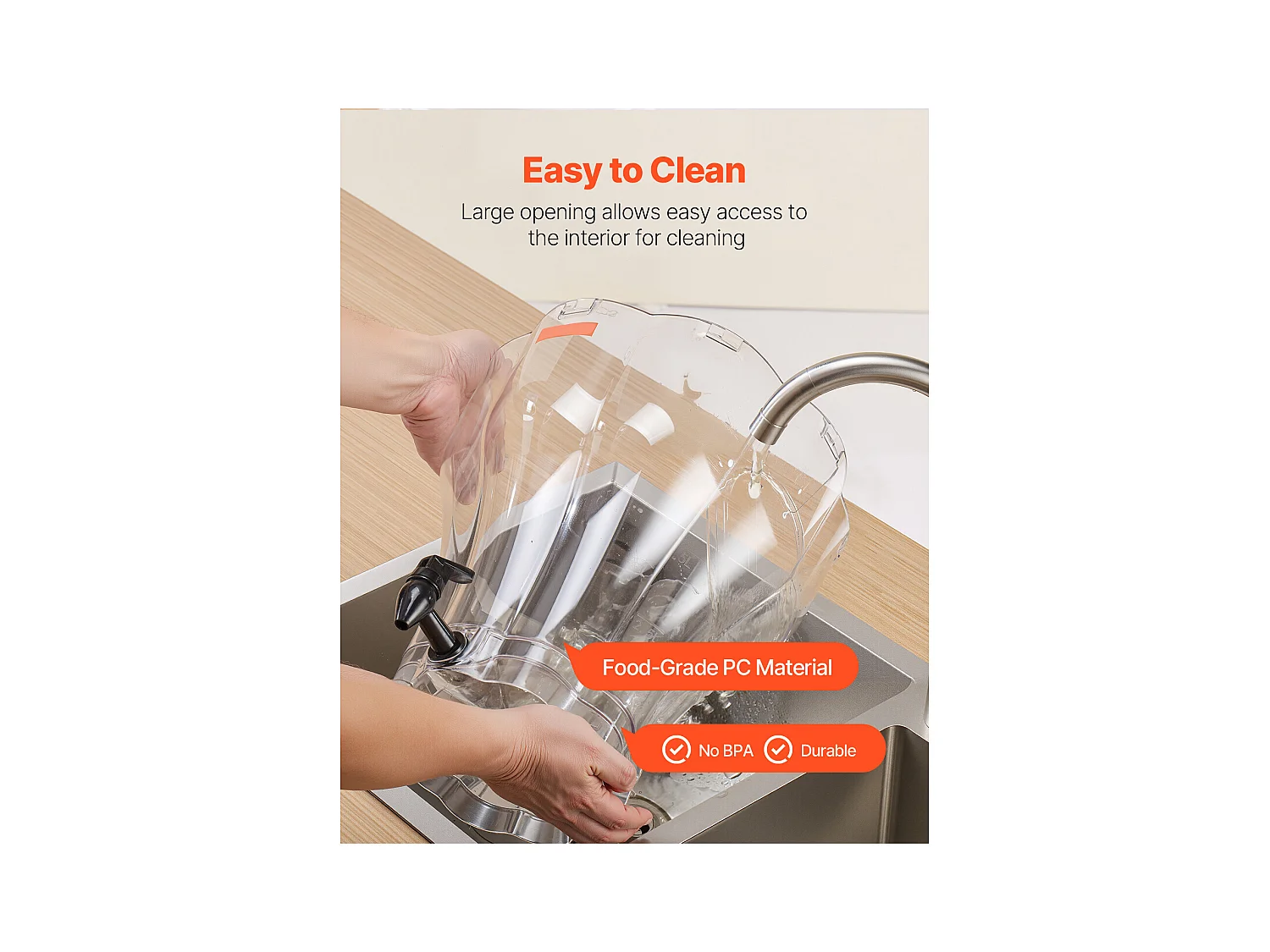 Distributeur de Boissons SucceBuy, Grande Capacité 13 L, Fontaine à Eau en Plastique, Distribution d’Eau Jus Limonade Thé Glacé, pour Café