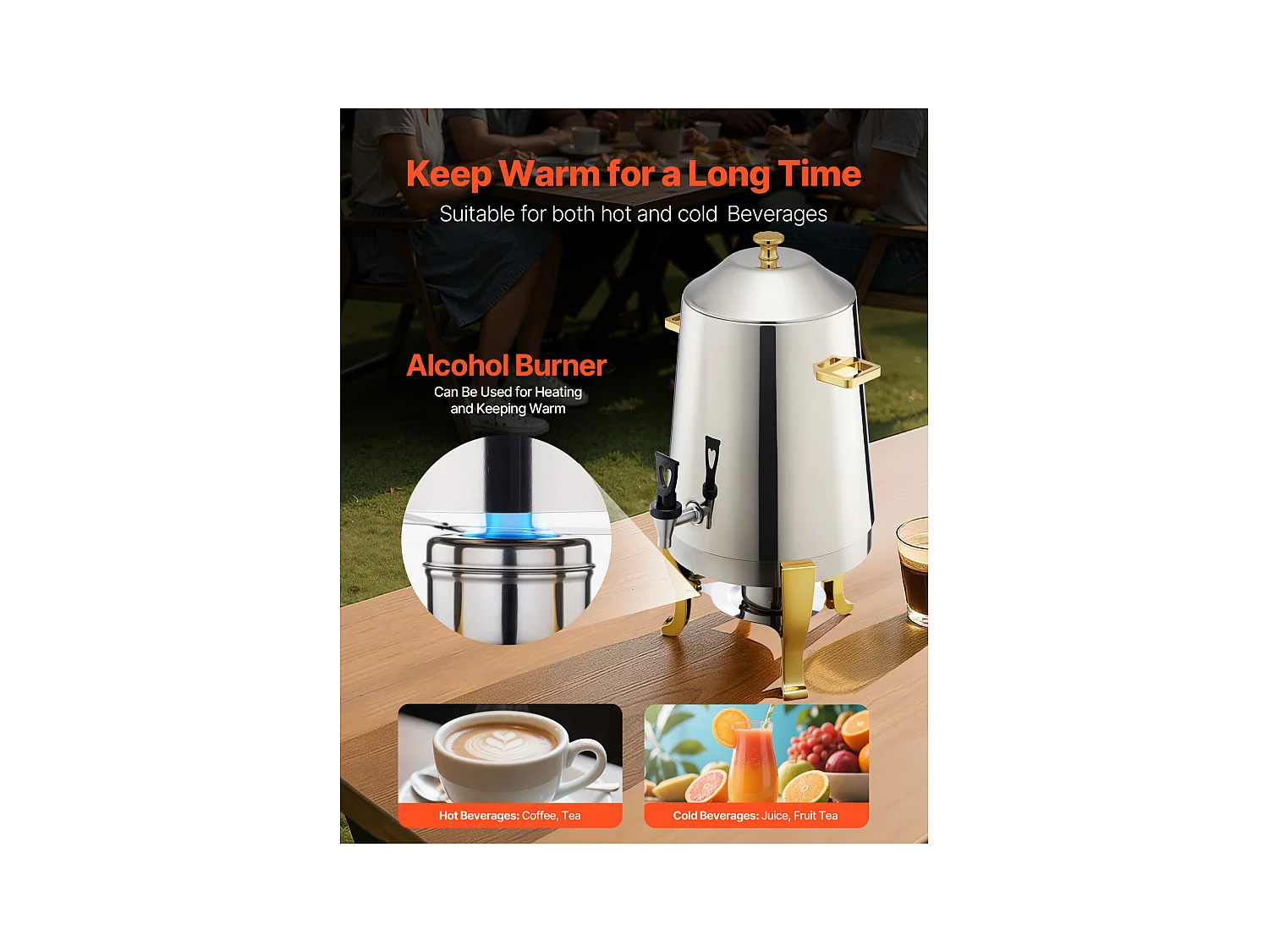 Distributeur de Boissons SucceBuy, Capacité 13 L, Fontaine à Eau Chaude et Froide en Acier Inoxydable, Distribution de Thé, Idéal pour Café