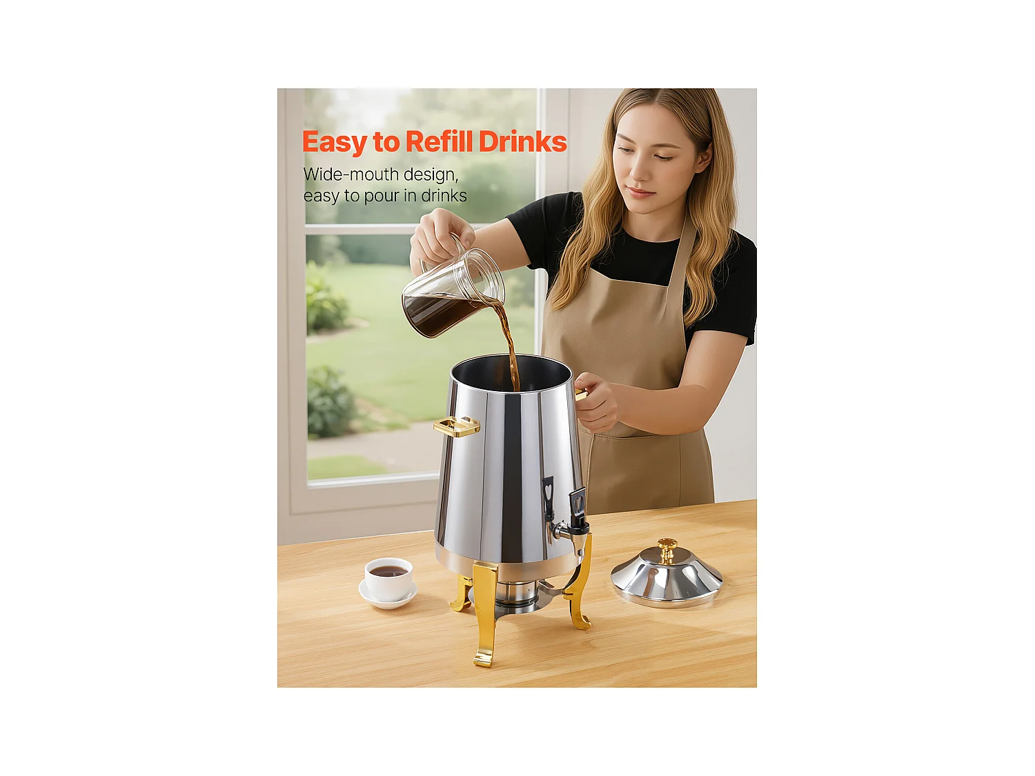 Distributeur de Boissons SucceBuy, Capacité 13 L, Fontaine à Eau Chaude et Froide en Acier Inoxydable, Distribution de Thé, Idéal pour Café