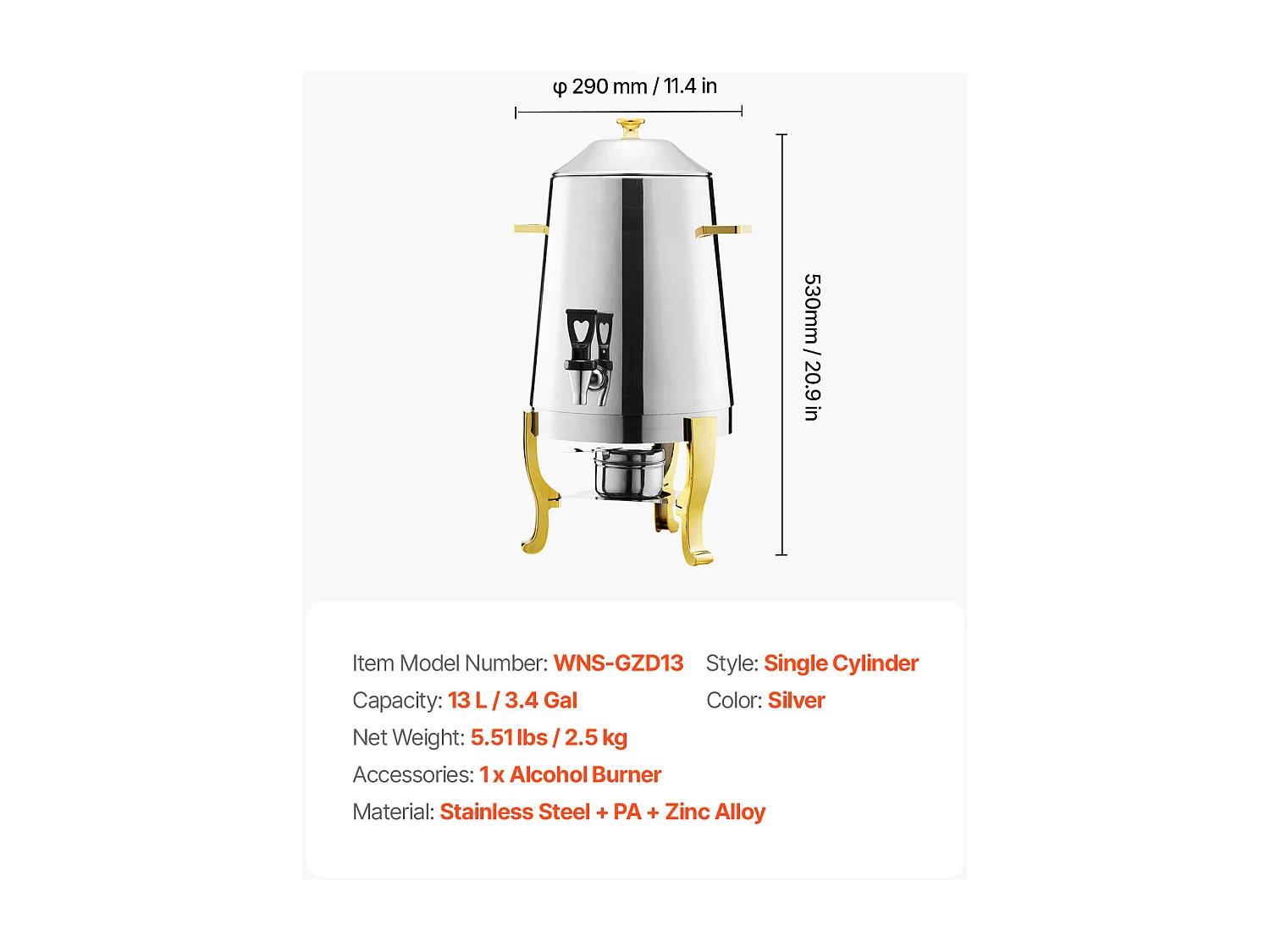 Distributeur de Boissons SucceBuy, Capacité 13 L, Fontaine à Eau Chaude et Froide en Acier Inoxydable, Distribution de Thé, Idéal pour Café