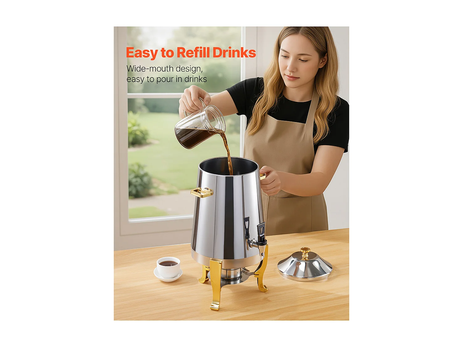 Distributeur de Boissons SucceBuy, Capacité 13 L, Fontaine à Eau Chaude et Froide en Acier Inoxydable, Distribution de Thé, Idéal pour Café