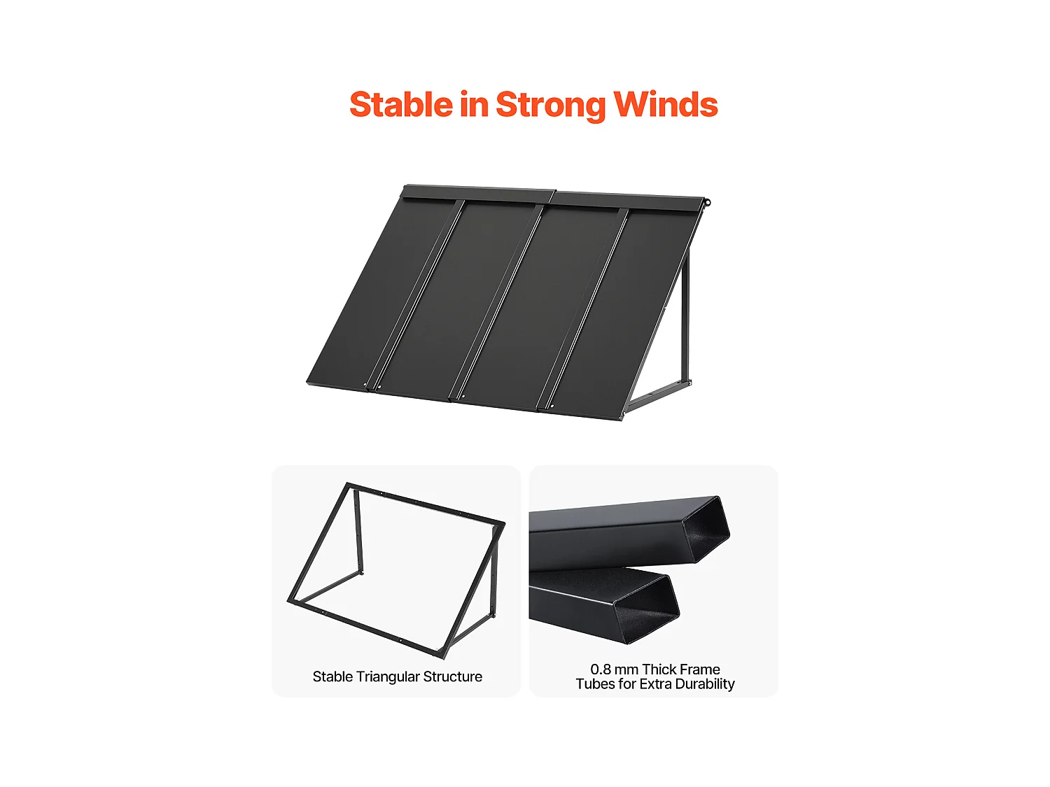 Auvent de Porte d'Entrée SucceBuy, 112,5x61 cm, Marquise de Porte Extérieure Métal, Cadre Acier, Abri de Protection Contre Pluie, pour Portes d'Entrée, Balcons