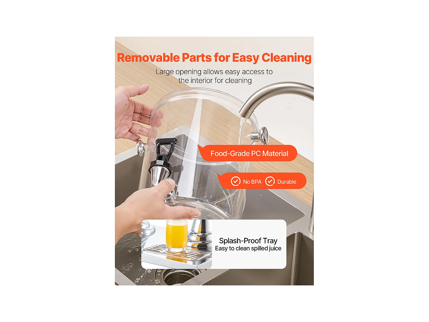 Distributeur de Boissons SucceBuy, Capacité 2x 8 L, Fontaine à Eau en Acier Inoxydable et Plastique, Distribution de Jus Limonade Thé Glacé, Café