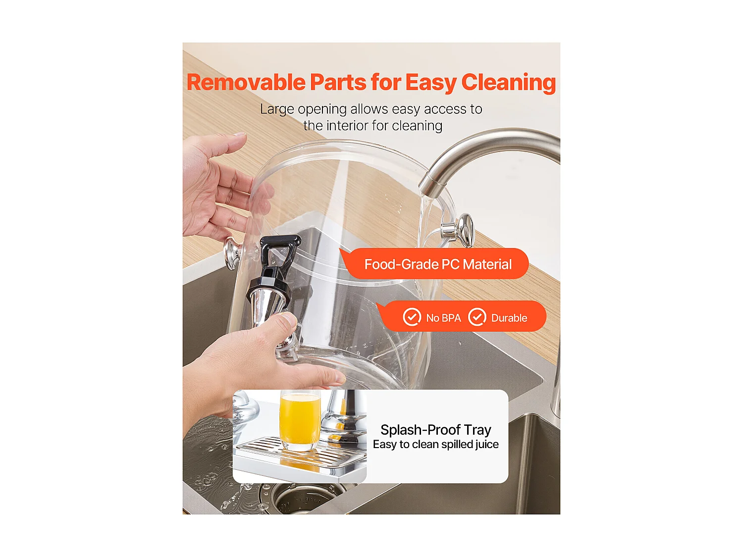 Distributeur de Boissons SucceBuy, Capacité 2x 8 L, Fontaine à Eau en Acier Inoxydable et Plastique, Distribution de Jus Limonade Thé Glacé, Café