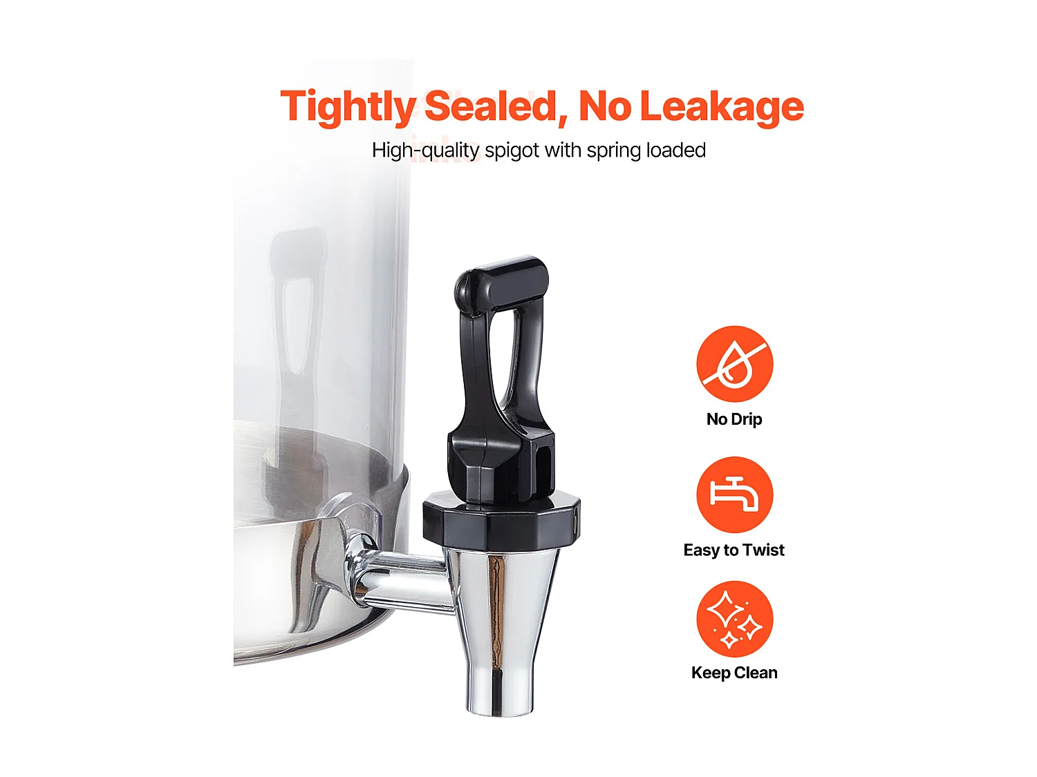 Getränkespender SucceBuy, Fassungsvermögen 8 L, Wasserspender aus Edelstahl und Kunststoff, Ausgabe von Saft, Limonade, Eistee, Kaffee