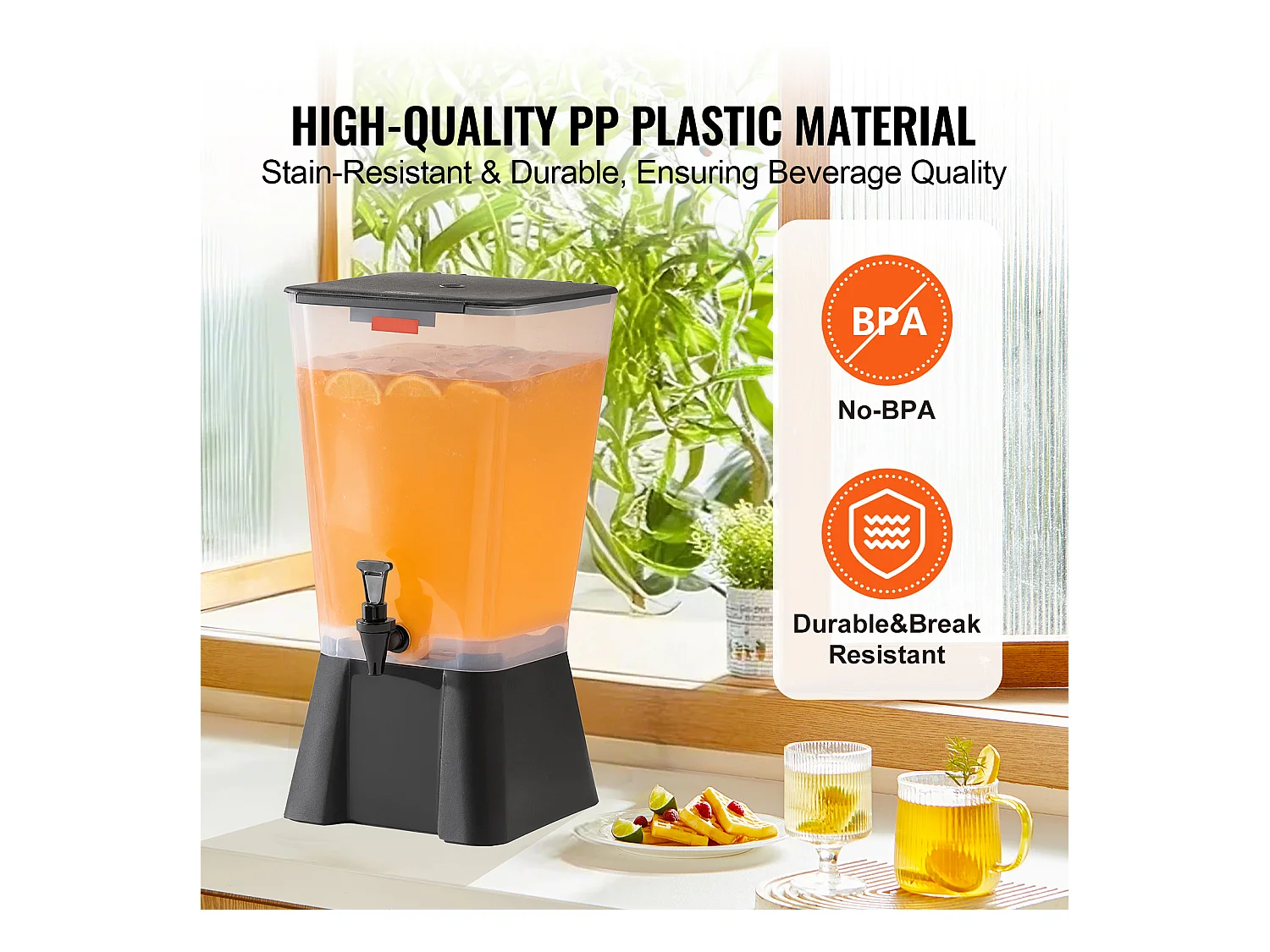 Distributeur de Boissons SucceBuy, Grande Capacité 19 L, Fontaine à Eau en Plastique, Distribution d’Eau Jus Limonade Thé Glacé, pour Café