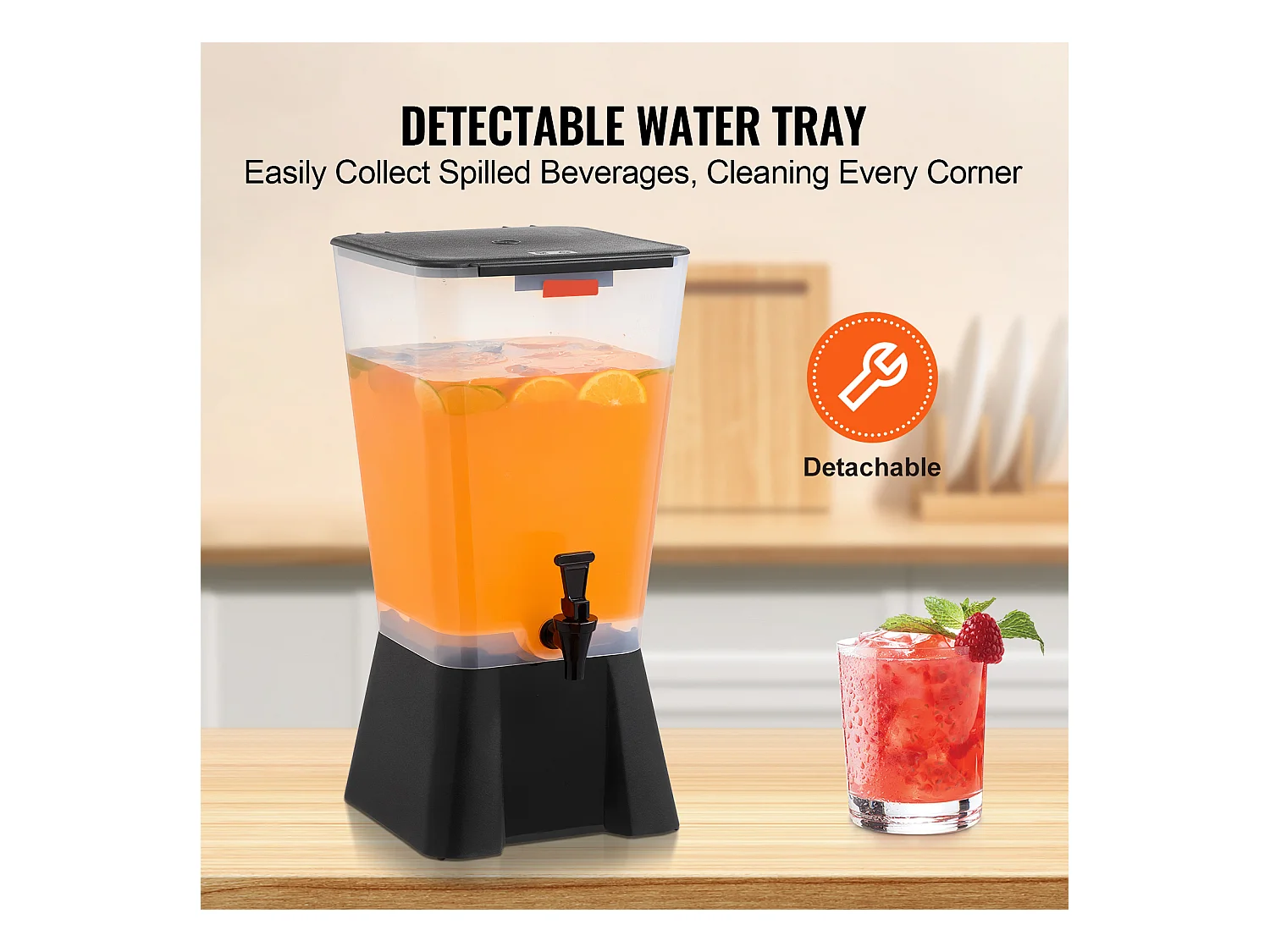 Distributeur de Boissons SucceBuy, Grande Capacité 19 L, Fontaine à Eau en Plastique, Distribution d’Eau Jus Limonade Thé Glacé, pour Café