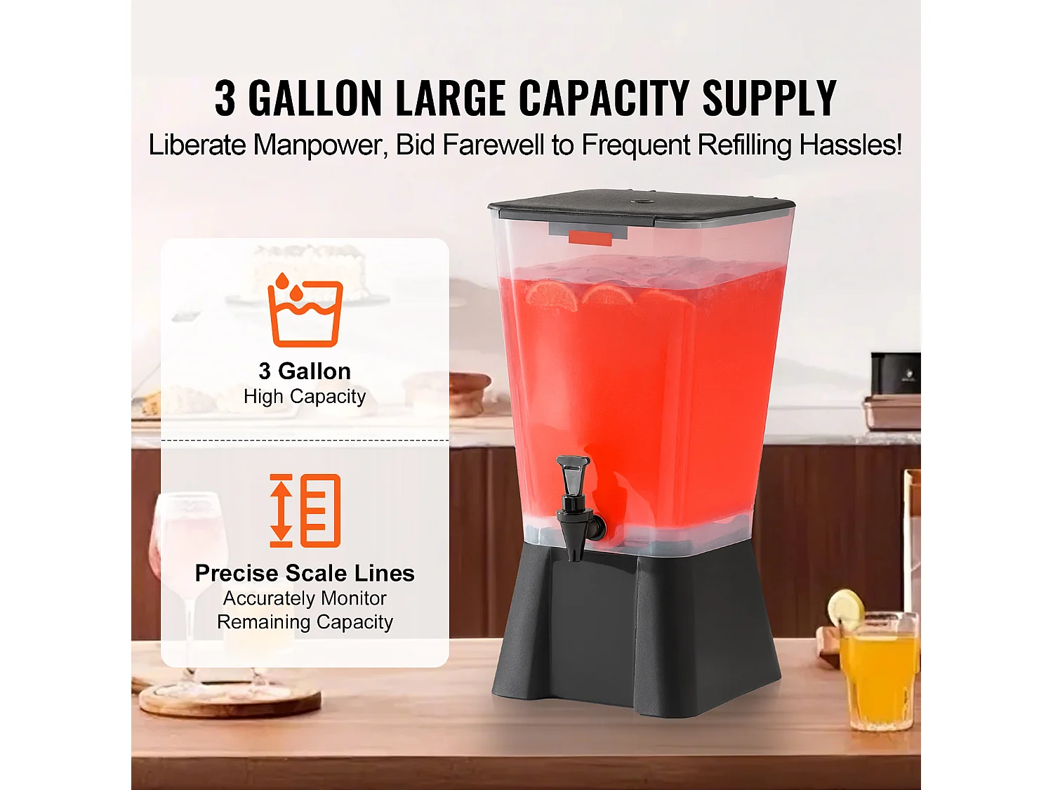 Drankautomaat SucceBuy, Grote Capaciteit van 19 Liter, Plastic Waterfontein, voor Water, Sap, Limonade, Ijsthee en Koffie