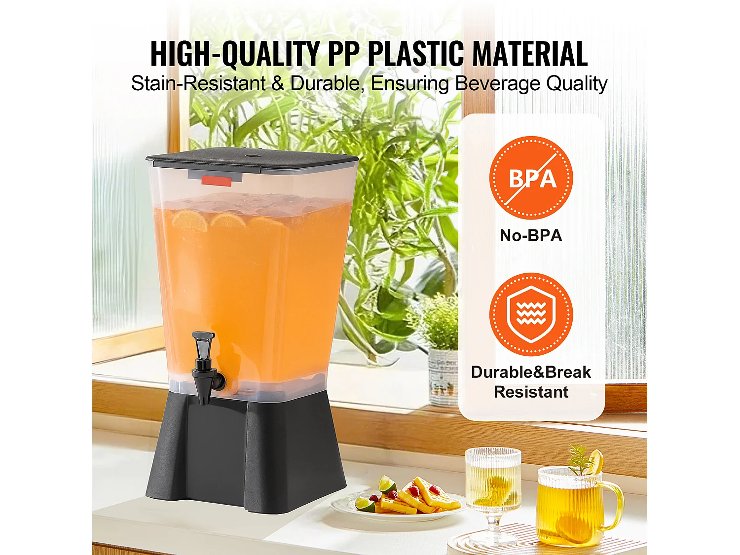 Drankautomaat SucceBuy, Grote Capaciteit van 19 Liter, Plastic Waterfontein, voor Water, Sap, Limonade, Ijsthee en Koffie