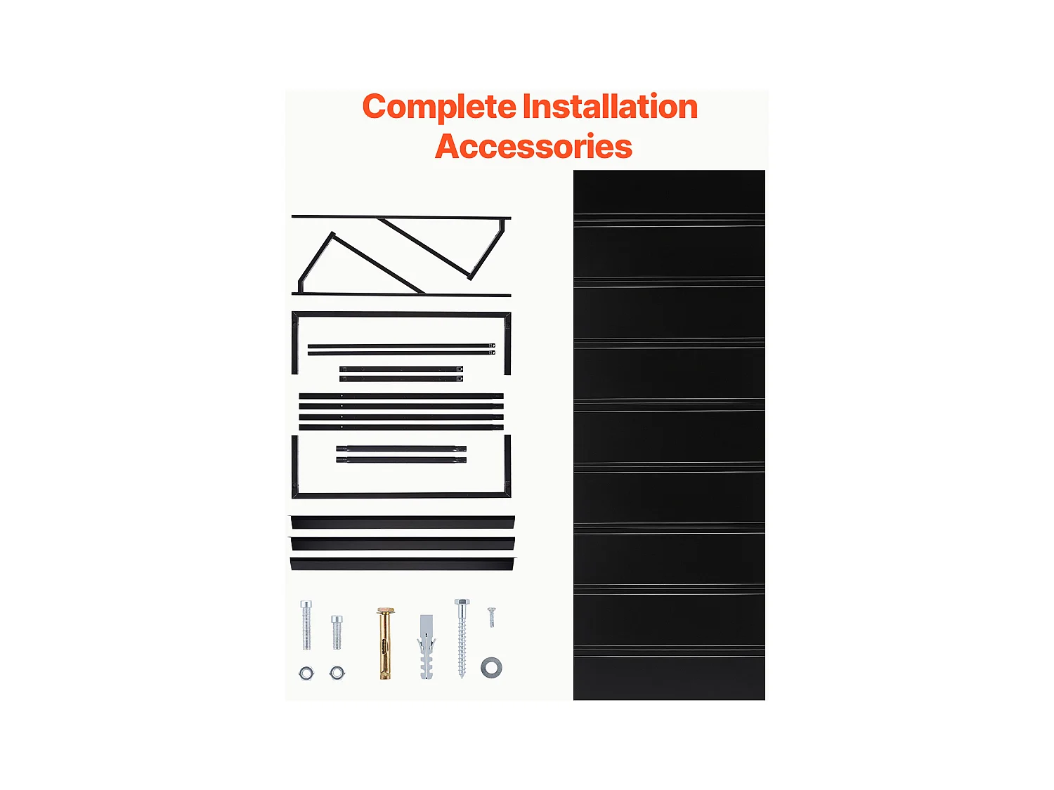 Auvent de Porte d'Entrée SucceBuy, 264x91 cm, Marquise de Porte Extérieure Métal, Cadre Acier, pour Portes d'Entrée, Fenêtres de Porches, Balcons