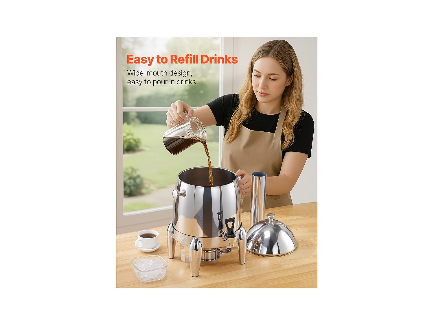 Distributeur de Boissons SucceBuy, 12 L, Fontaine à Eau Chaude et Froide en Acier Inoxydable, Distribution de Thé, pour Café