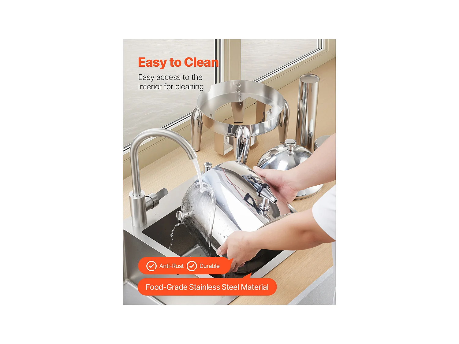 Distributeur de Boissons SucceBuy, 12 L, Fontaine à Eau Chaude et Froide en Acier Inoxydable, Distribution de Thé, pour Café