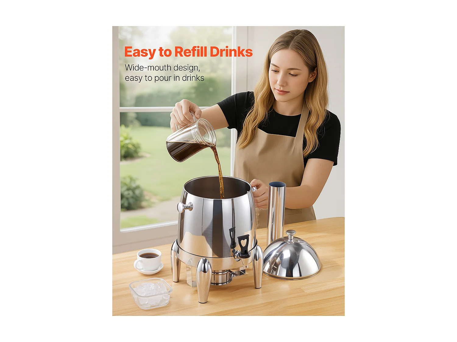 Distributeur de Boissons SucceBuy, 12 L, Fontaine à Eau Chaude et Froide en Acier Inoxydable, Distribution de Thé, pour Café