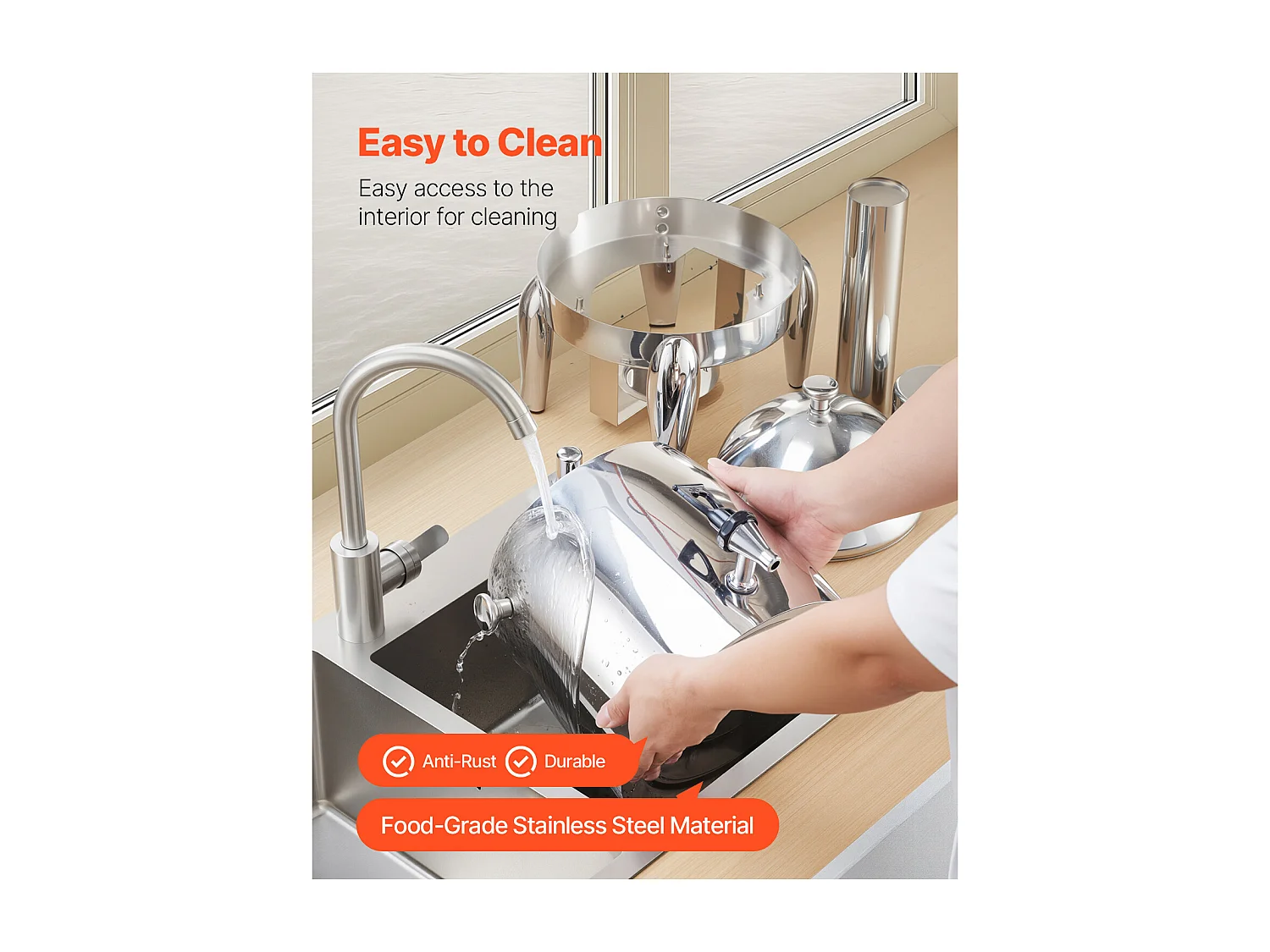 Distributeur de Boissons SucceBuy, 12 L, Fontaine à Eau Chaude et Froide en Acier Inoxydable, Distribution de Thé, pour Café