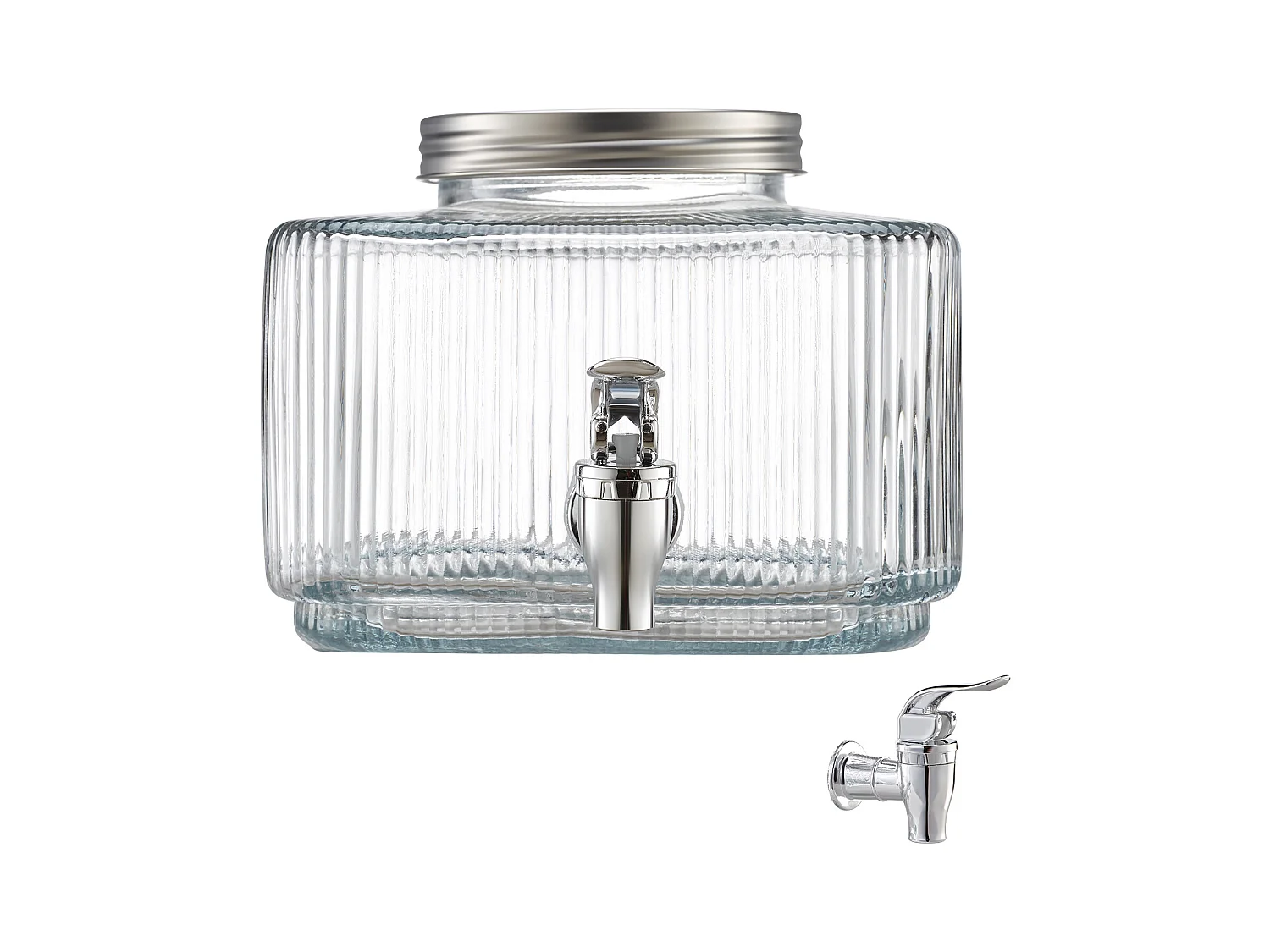 Distributeur de Boissons SucceBuy, Capacité de 3 L, Fontaine à Eau en Verre, Distribution d’Eau Jus Limonade Thé Glacé, pour Café