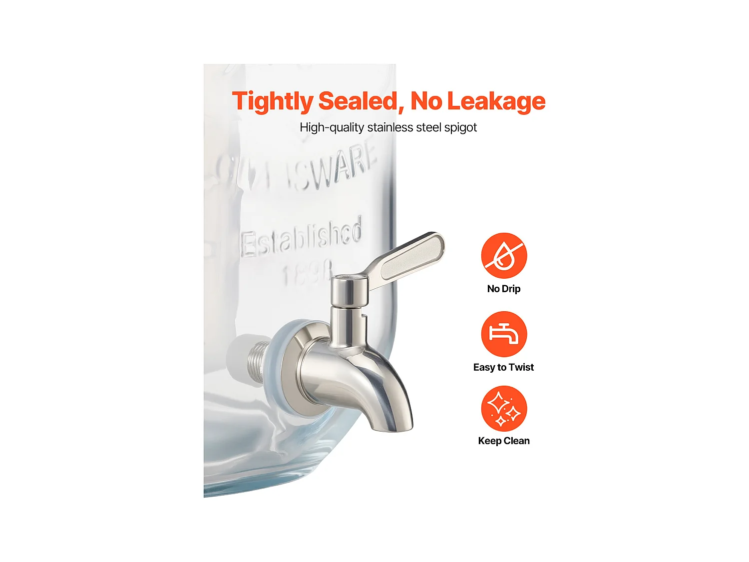 Distributeur de Boissons SucceBuy, Capacité de 3,8 L, 2PCs, Fontaine à Eau en Verre, Distribution d’Eau Jus Limonade Thé Glacé, pour Café