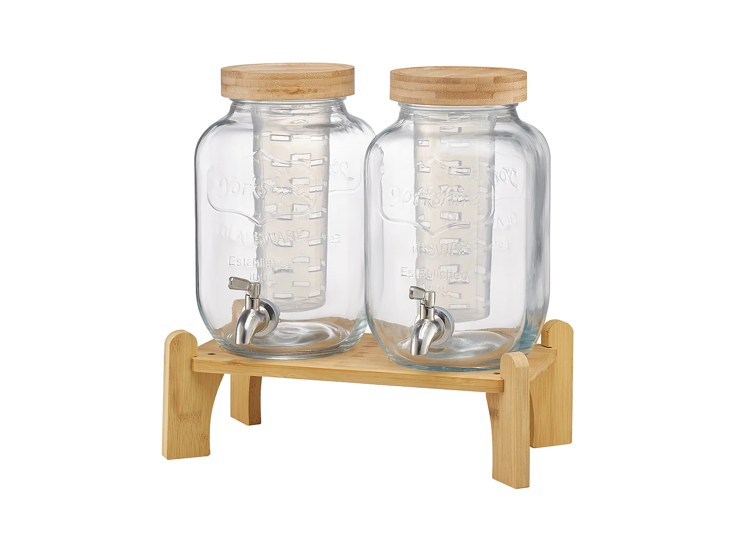 Distributeur de Boissons SucceBuy, Capacité de 3,8 L, 2PCs, Fontaine à Eau en Verre, Distribution d’Eau Jus Limonade Thé Glacé, pour Café