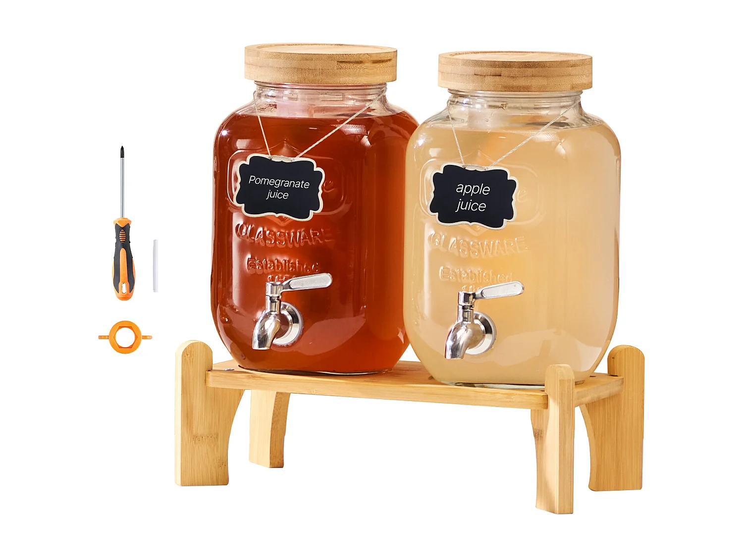 Distribuidor de Bebidas SucceBuy, Capacidade de 3,8 L, 2 Unidades, Fonte de Água em Vidro, Distribuição de Água, Sumo, Limonada, Chá Gelado, para Café