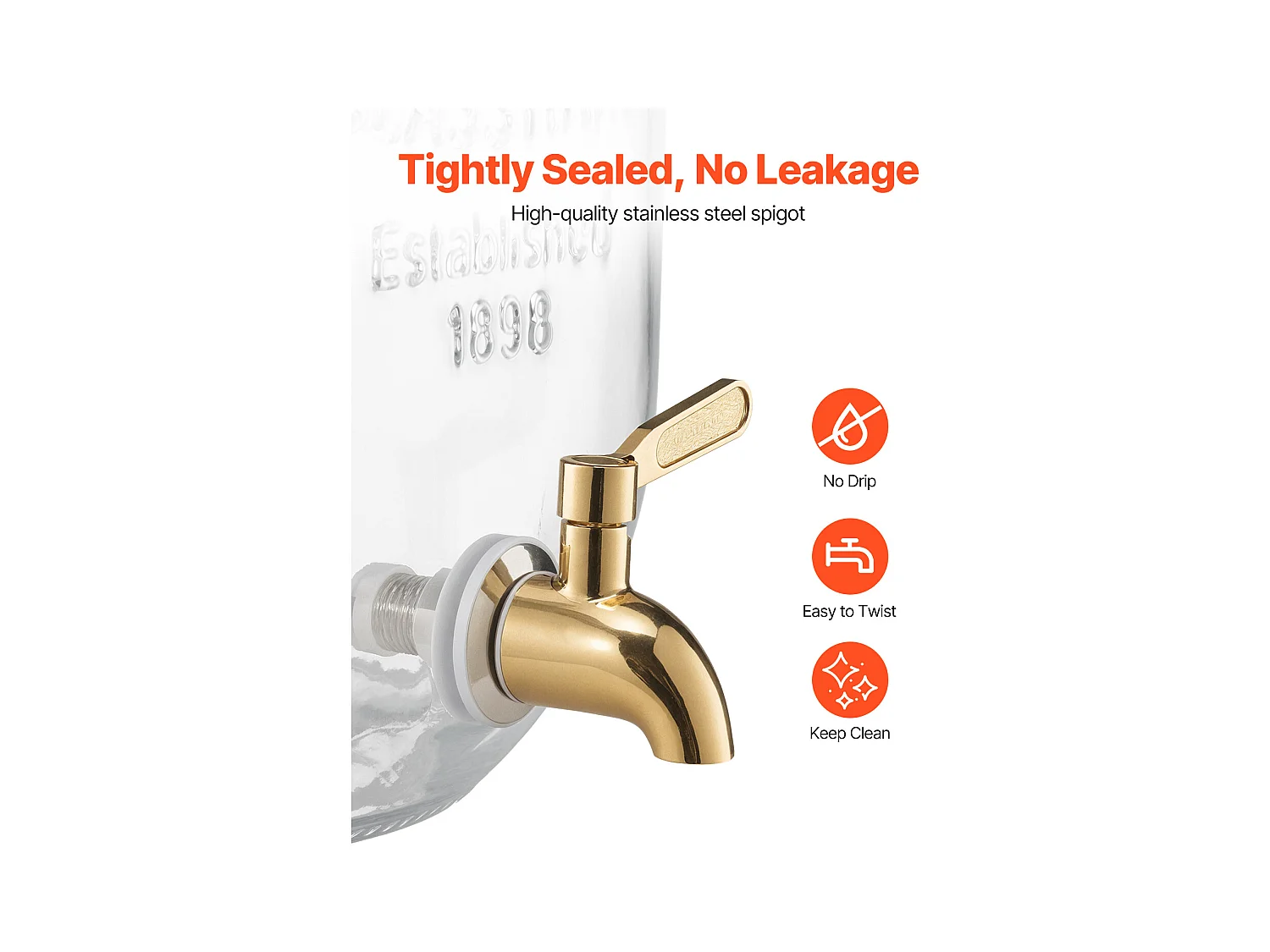 Distributore di Bevande SucceBuy, Capacità 8 L, 2 Pezzi, Fontana dell'Acqua in Vetro, Distribuzione di Acqua, Succhi, Limonata, Tè Freddo, per Caffè