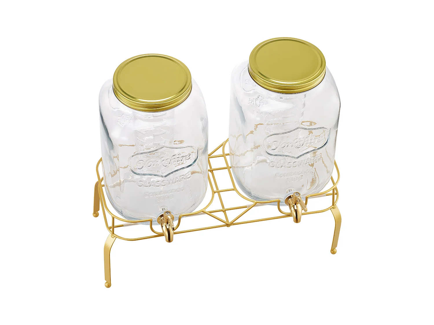 Distributore di Bevande SucceBuy, Capacità 8 L, 2 Pezzi, Fontana dell'Acqua in Vetro, Distribuzione di Acqua, Succhi, Limonata, Tè Freddo, per Caffè