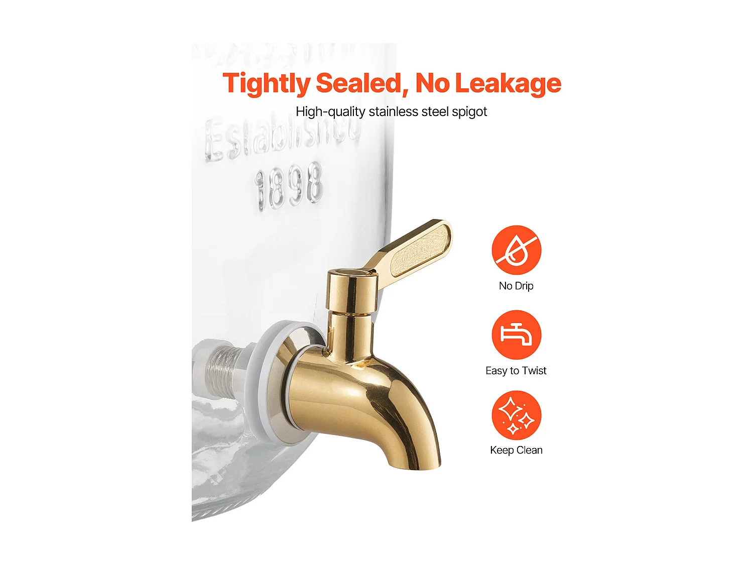 Distributeur de Boissons SucceBuy, Capacité de 8 L, 2PCs, Fontaine à Eau en Verre, Distribution d’Eau Jus Limonade Thé Glacé, pour Café