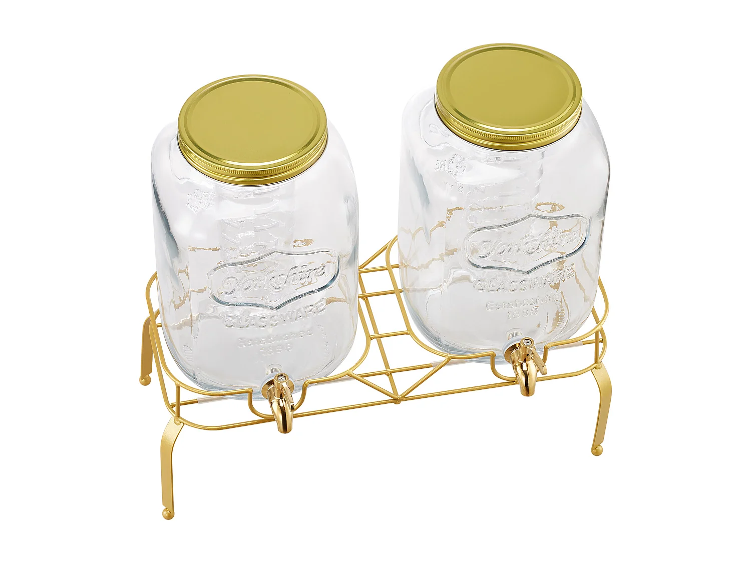 Distributeur de Boissons SucceBuy, Capacité de 8 L, 2PCs, Fontaine à Eau en Verre, Distribution d’Eau Jus Limonade Thé Glacé, pour Café