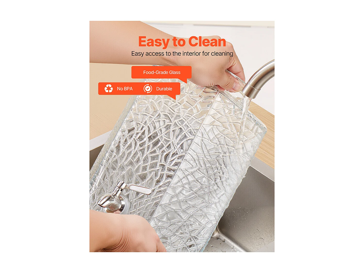 Drankautomaat SucceBuy, Grote Capaciteit 10 L, Glazen Waterfontein, Distributie van Water, Limonade, Ijsthee, voor Koffie