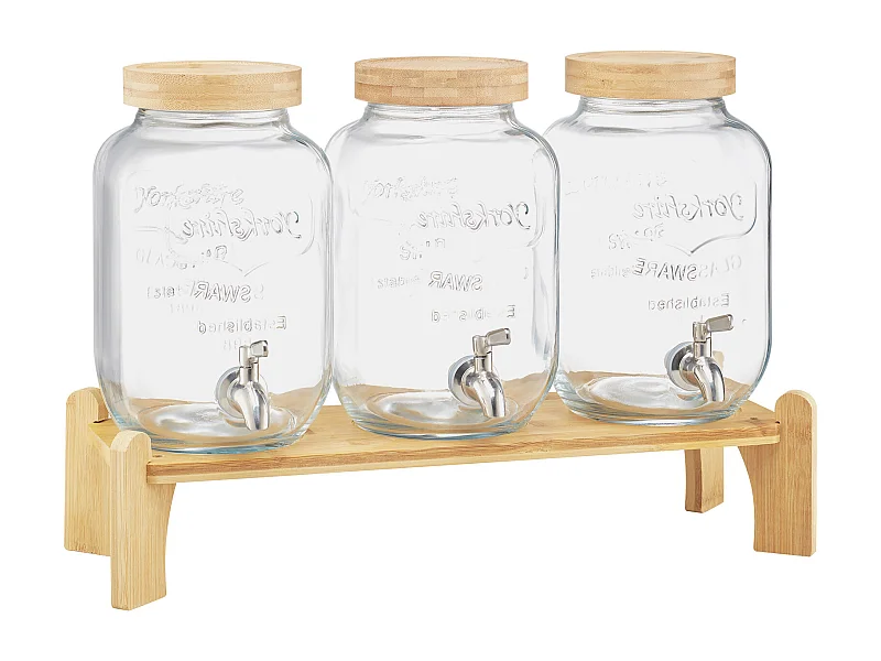 Dispensador de Bebidas SucceBuy, Capacidad de 3,8 L, 3 Unidades, Fuente de Agua de Cristal, Dispensador de Agua, Zumo, Limonada, Té Helado, para Café