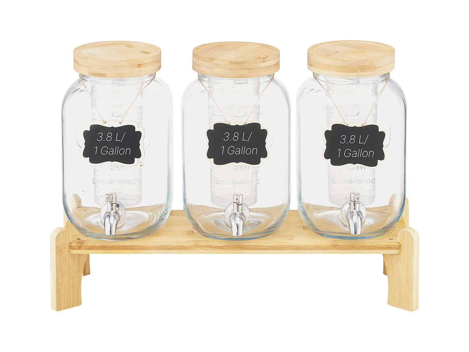 Distributeur de Boissons SucceBuy, Capacité de 3,8 L 3PCs, Fontaine à Eau en Verre, Distribution d’Eau Jus Limonade Thé Glacé, pour Café