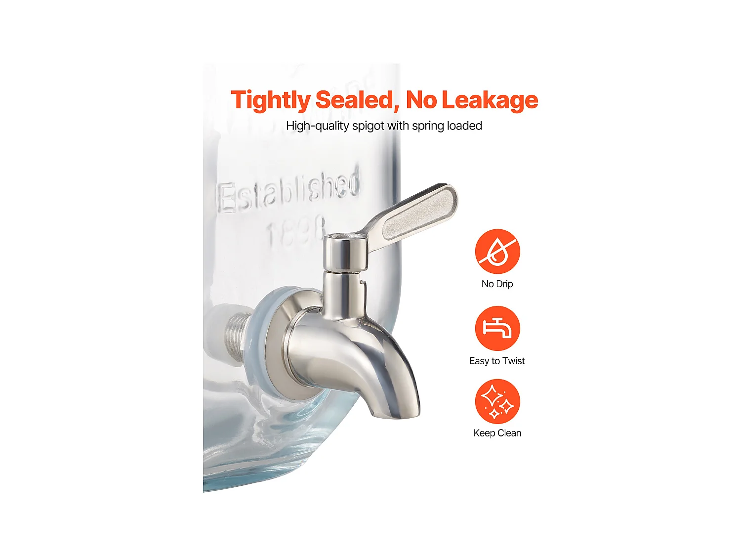 Distributeur de Boissons SucceBuy, Capacité de 3,8 L 3PCs, Fontaine à Eau en Verre, Distribution d’Eau Jus Limonade Thé Glacé, pour Café