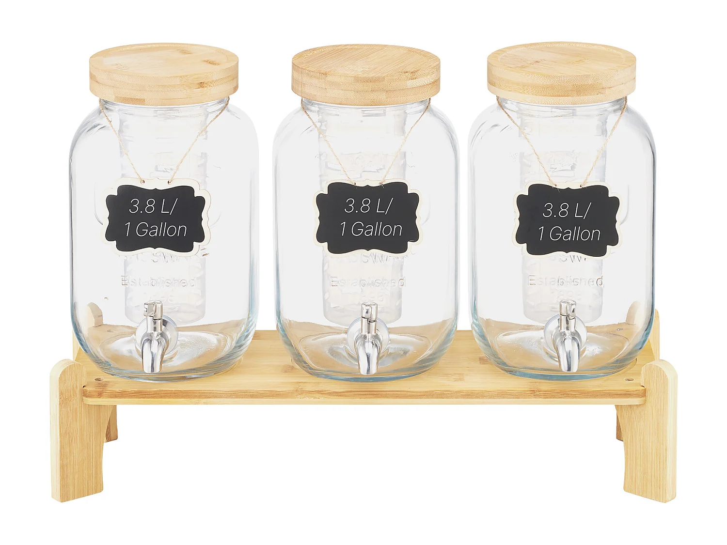 Distributeur de Boissons SucceBuy, Capacité de 3,8 L 3PCs, Fontaine à Eau en Verre, Distribution d’Eau Jus Limonade Thé Glacé, pour Café