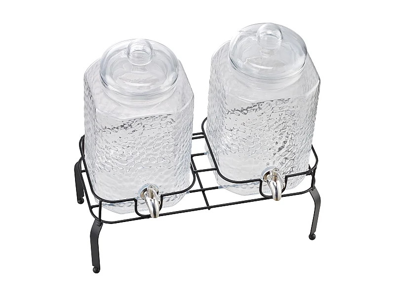 Distributeur de Boissons SucceBuy, Grande Capacité 5,5 L ,2PCs, Fontaine à Eau en Verre, Distribution d’Eau Jus Limonade Thé Glacé, pour Café