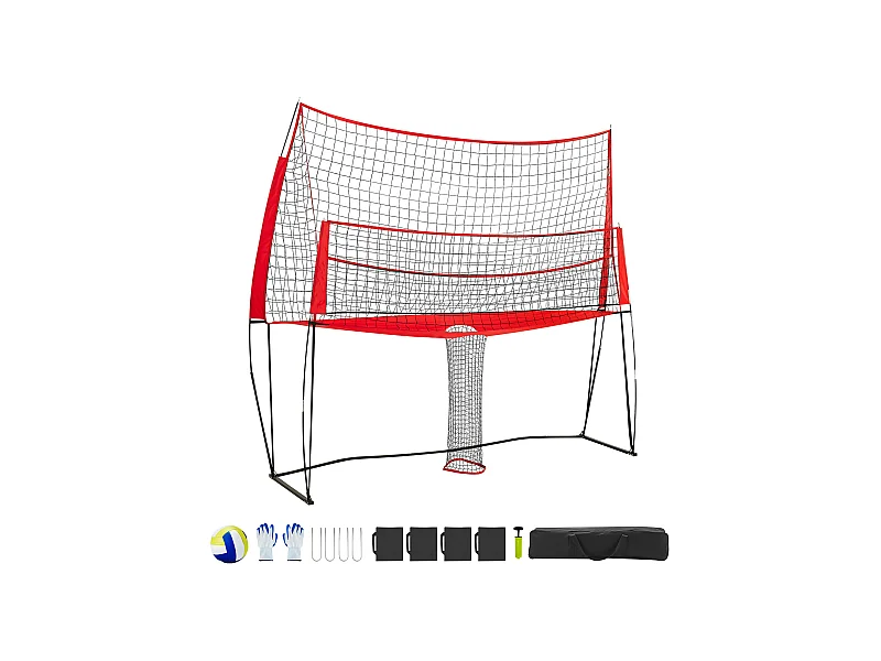 Filet de Volleyball SucceBuy 2 en 1, Filet d'Entraînement de Volleyball Portable Réglable en Hauteur, pour Service en Intérieur et en Extérieur dans le Jardin