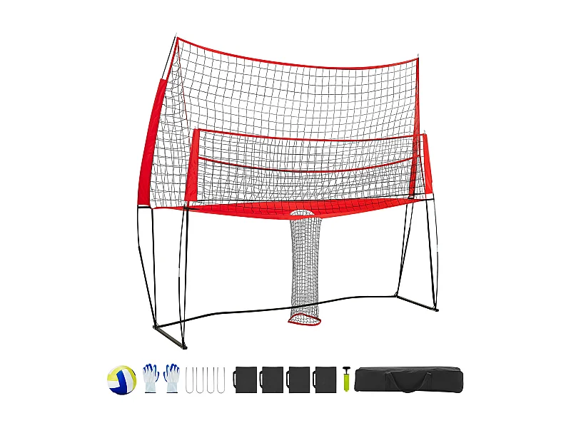 Rete da Pallavolo SucceBuy 2 in 1, Rete da Allenamento Pallavolo Portatile Regolabile in Altezza, per Interni ed Esterni