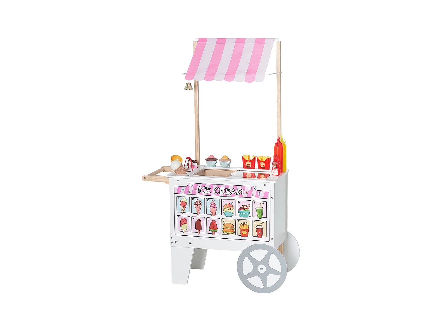 Carretto dei Gelati SucceBuy per Bambini, Oltre 20 Accessori, Set da Gioco con Bancarella dei Gelati, con Cono Gelato, Ghiacciolo, per Bambini dai 3 ai 7 Anni