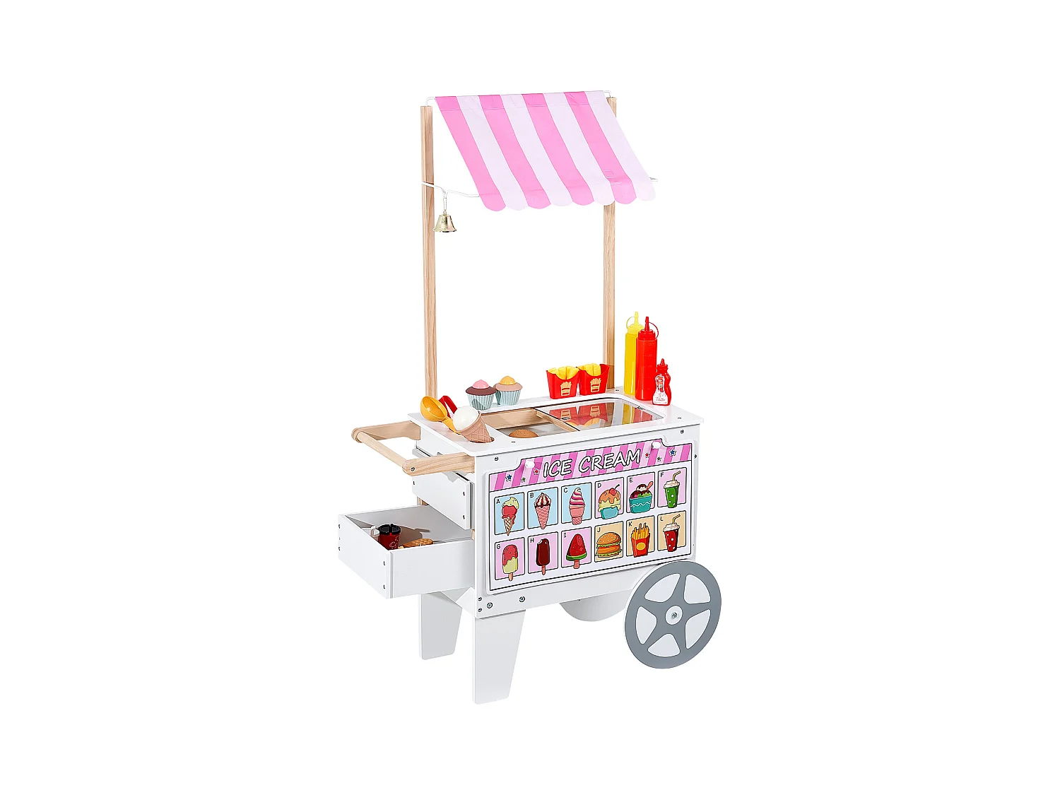 Carretto dei Gelati SucceBuy per Bambini, Oltre 20 Accessori, Set da Gioco con Bancarella dei Gelati, con Cono Gelato, Ghiacciolo, per Bambini dai 3 ai 7 Anni