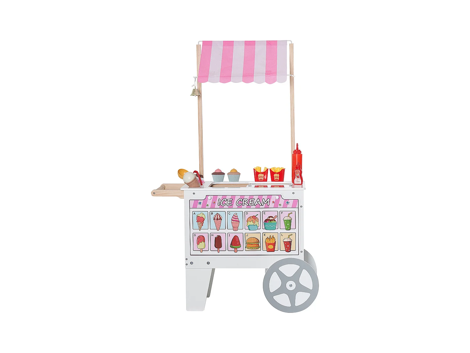 Carretto dei Gelati SucceBuy per Bambini, Oltre 20 Accessori, Set da Gioco con Bancarella dei Gelati, con Cono Gelato, Ghiacciolo, per Bambini dai 3 ai 7 Anni